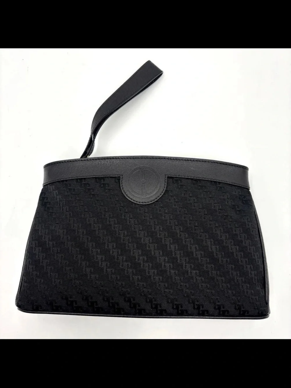 Gucci Black Monogram Jacquard Wristlet Pouch